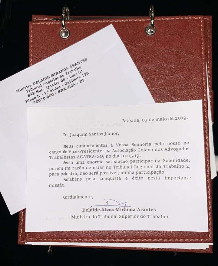 Carta Ministra Dra. Delaíde Miranda Arantes
